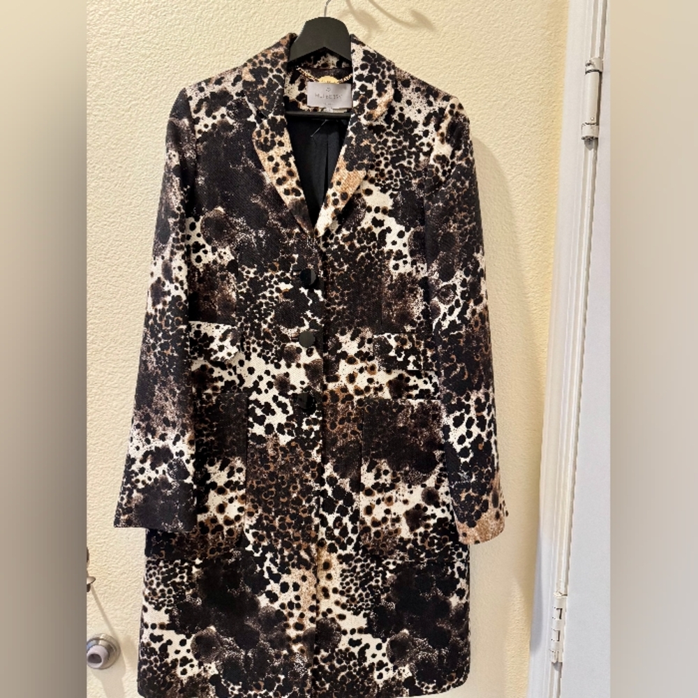 Mulberry Stylish Black and Brown Women's Coat Size 4 Italy